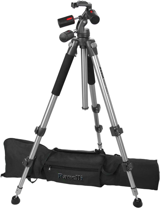 (B-STOCK) Ravelli APGL3 Professional 66" Three Axis Head Camera Video Photo Tripod with Quick Release Plate and Carry Bag