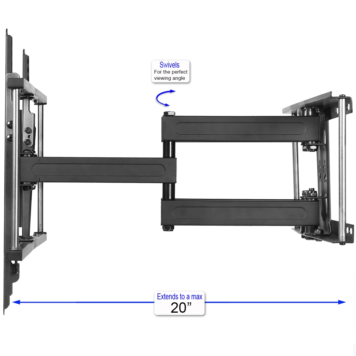 Cheetah Mounts APDAM2B Dual Articulating Arm (20” Extension) TV Wall Mount Bracket for 32-65” TVs (many up to 75” or more) up to VESA 600 and 165lbs